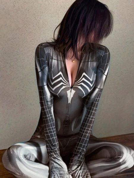 Sexy Lingerie Role-Playing Pure Temptation Uniform With Open Crotch And Zipper, Cosplay Tight Suit