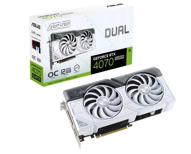 ASUS Dual GeForce RTX 4070 SUPER White OC Edition 12GB GDDR6X Graphics Card