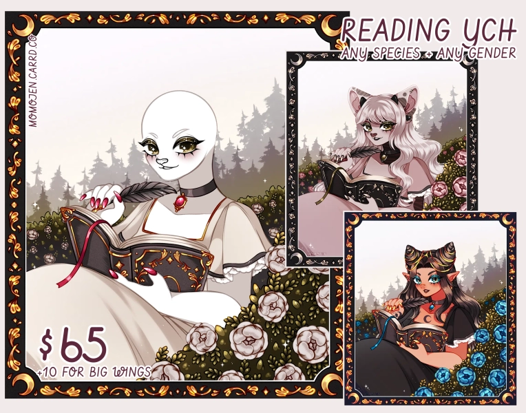 Reading YCH by 🐑 Momo Jen 🐑 (@momojen)