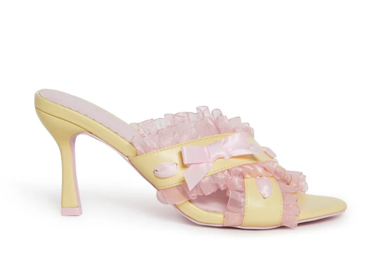 Sweetheart Glance Heeled Sandals - Yellow