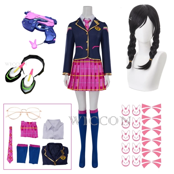 Song Hana Cosplay Anime Costume School Girl D.va JK Uniform Top Coat Skirts Suit Halloween Dva 3rd Party Outfit for Women - AliExpress 