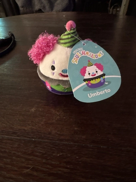 Umberto the Clown Squishmallows Clip 3.5” New Blacklight Plush Toy Keychain