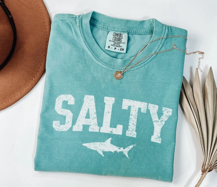 Vintage Salty Shirt Shark Shirt Cute Shark T Shirt Retro Summer Tee Graphic Tees Trendy Beach Shirt Vacation Tshirt Shark Lover Gift Ocean