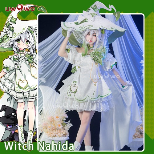 【In Stock】Exclusive Uwowo Genshin Impact Fanart Nahida Little Witch Halloween Cosplay Costume - 【In Stock】M