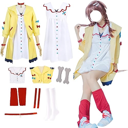Nozfeon Inugami Korone Cosplay Costume VTuber Inugami Korone Cosplay Dress Halloween With Hair Clip - Yellow - Medium