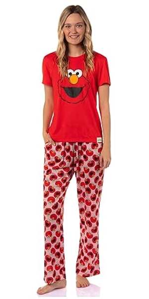 Sesame Street Women's Big Face Tossed Print Character Sleep Pajama Set