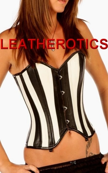 Corset Blanc Et Noir En Cuir