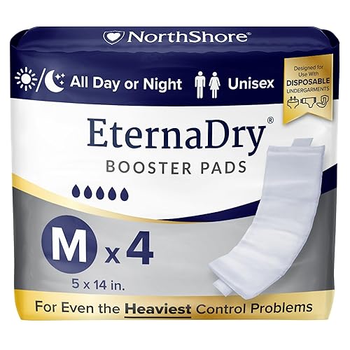 NorthShore EternaDry Adult Diaper Booster Pads with Adhesive, Medium, Trial Pack/4 - Medium (4 Count)