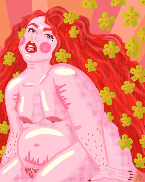 She's a Rainbow 8x10 Fat Nude Digital Art Print