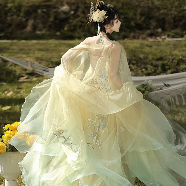 Tang Dynasty Hezi Qun Women Wide-Sleeved Elegant Summer Skirt - Newhanfu