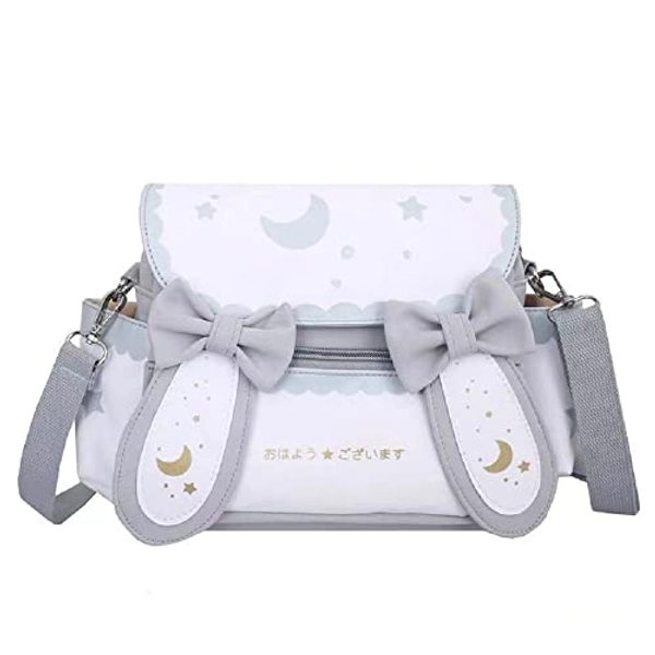 SUFUZEGA Japanese Kawaii Bunny Ear Backpack with Cute Manga Girl School Backpack Book Bag Satchel Student Teen JK (Small, Blue)