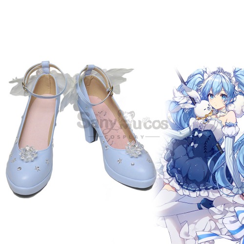 Vocaloid Hatsune Miku Cosplay Snow Miku 2019Cosplay Shoes - 36