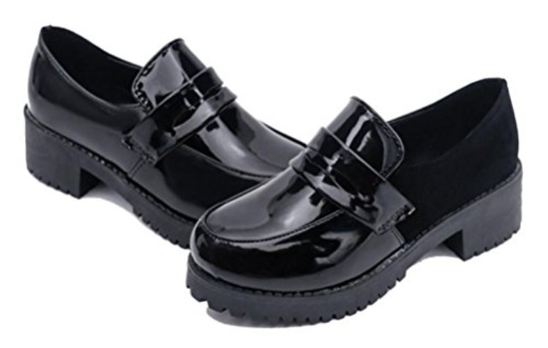 Women's Loafer Shoes Low Top Japanese Students Maid Uniform Dress Oxford Shoes - 7.5 - Black