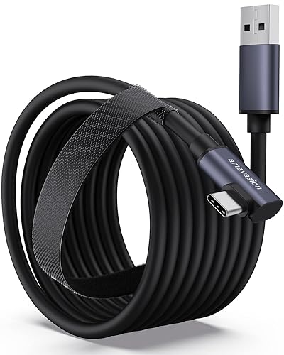 Amavasion Link Cable 16FT Compatible with Meta Quest 3/ Meta Quest 3S Accessories Oculus Quest 2 Accessories/and PC/Steam VR,Super High Speed PC Data Transfer USB 3.0 to USB C Cable for VR Headset - Black 16FT