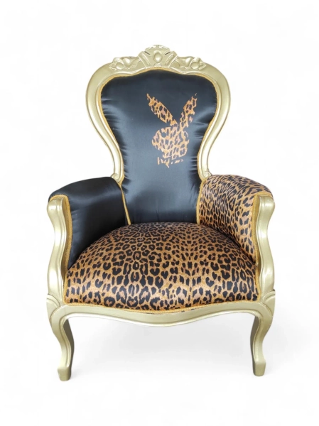 PlayBoy Golden Animal Fabric Armchair - Dark Back Pattern