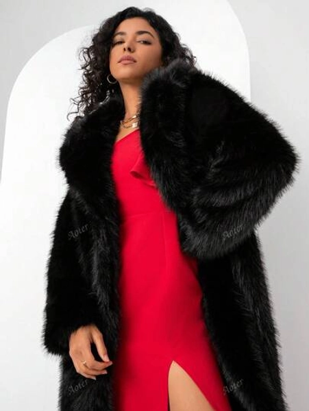Damen Luxus Kontrast-Farbe gestreifte Kunstfell Jacke