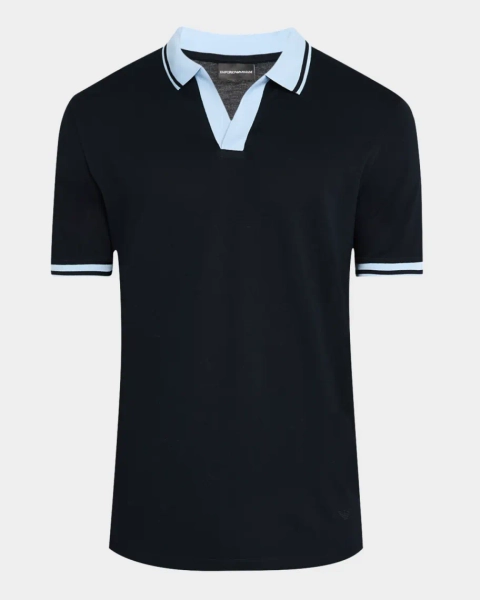 Men's Cotton Tipped Johnny Collar Polo Shirt