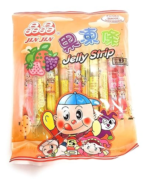 Jin Jin - Jelly Strip (Jelly Filled Straws in Assorted Flavors) - Net Wt. 14.1 Oz.