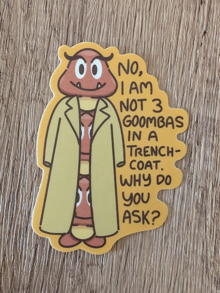 Three Goombas in a Trenchcoat - Vinyl Laminate Sticker