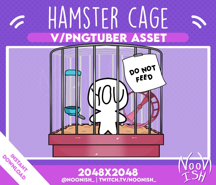 Vtuber / PNGtuber HAMSTER CAGE | Funny Stream Overlay/Assets | Veadotube | PNGtuber | Streamer Setup | Twitch Channel Points |