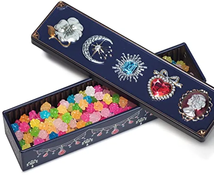 Mayca Moon Konpeito Candy Crystal type Bijou Jewel Can Japanese Tiny Sugar Candy 100g (Blue Bijou & Rainbow)