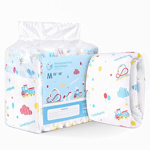 Landofgenie Diapers Adult Printed Diaper Diapers Panties Adult Baby Diaper Costume Adult Diapers Funny Sissy Diapers (Medium 28"-38") - Blue - Medium