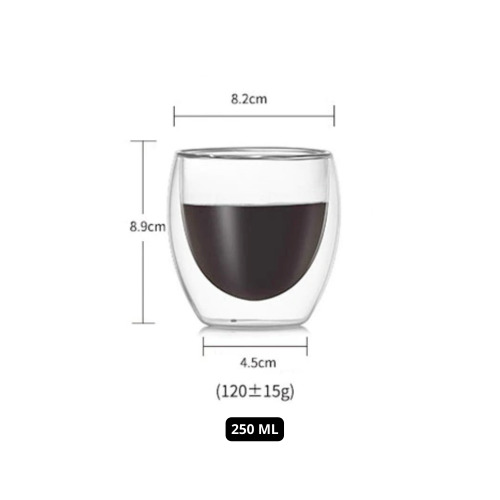 Heat-Resistant Double Wall Glass Cup - 250 ml
