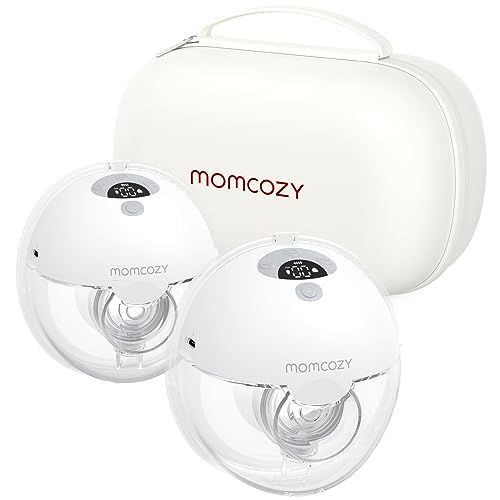 Momcozy M5 Hands Free Breast Pump, Double Wearable Breast Pump of Baby Mouth Double-Sealed Flange with 3 Modes & 9 Levels, Electric Breast Pump Portable - 24mm, 2 Pack Quill Gray - 2 Count - Quill Gray