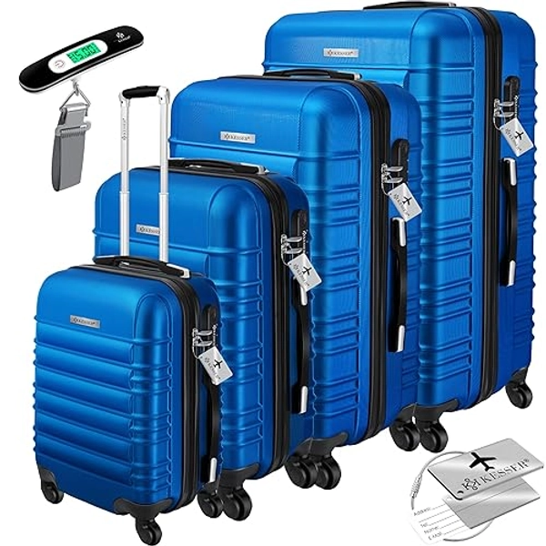 KESSER® 4tlg. Hartschalenkofferset Hard Shell Basic Hartschalenkoffer Trolley Koffer Reisekoffer Reisekofferset Gepäck Rollkoffer Schloss 4 Rollen ABS-Hartschale Teleskopgriff S-M-L-XL