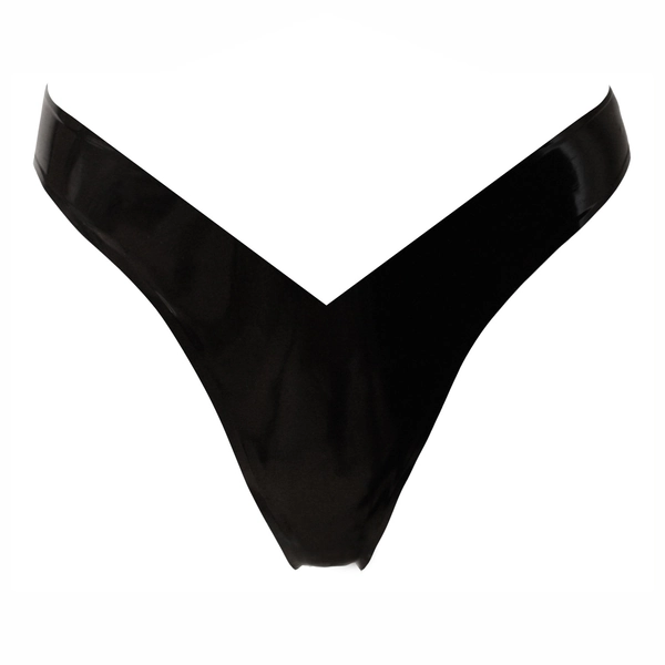 Latex Deep V G-String in supatex black