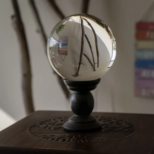 Clear Crystal Ball on Stand