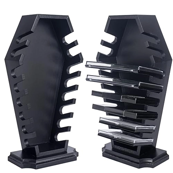 SEREIINO Coffin Eyeshadow Palette Organizer - Spooky Halloween Decor for Bathroom and Bedroom - Gothic Wooden Coffin Makeup Organizer for Vanity for Oddities - Witchy Gifts for Women