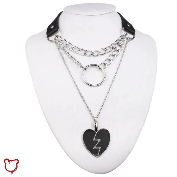 Faux Leather Padlock Choker