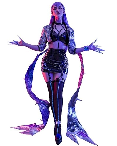 miccostumes Women's Game Cosplay Costume Leather Outfit with Bracelet and Ankle Ring
