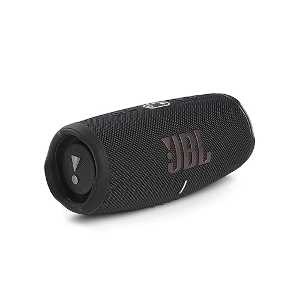 JBL Charge 5 Bluetooth-Lautsprecher in Schwarz – Wasserfeste, portable Boombox mit integrierter Powerbank – Eine Akku-Ladung für bis zu 20 Stunden kabellosen Musikgenuss