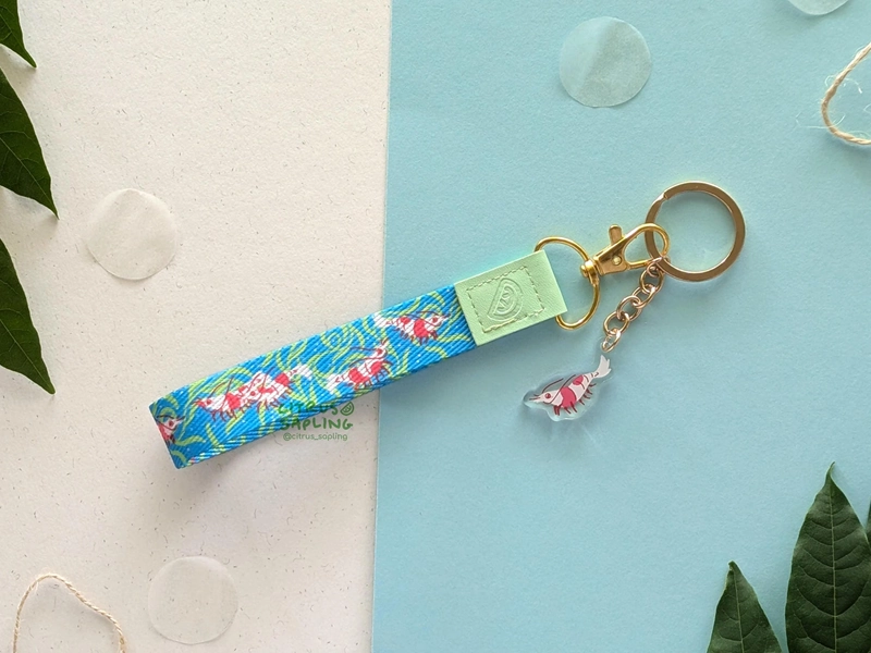 Cherry Shrimps Lanyard Keychain 