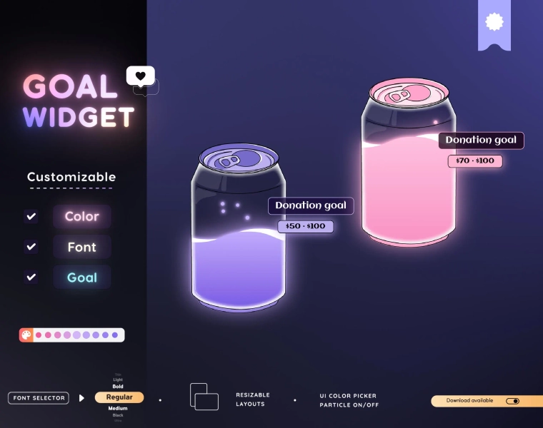 Soda Can Goal Widget |  Soda Can Goal Widget for Twitch Streamers | Fully Customizable | Streamelements Streamlabs OBS