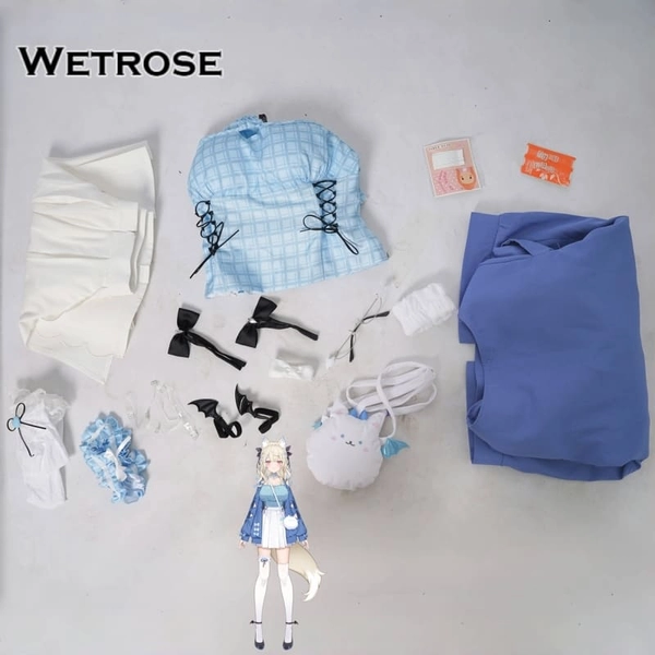 [Wetrose] In Stock Hololive EN Fuwawa Mococo Casual Daily Dress Outfit Cosplay Costume