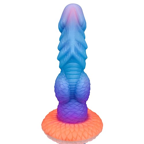 8.1" Dragon Dildo Silicone Monster Dildo, Luminous Fantasy Dildo Soft Knot Dildo Suction Cup Dildo, Realistic Thick Dildo Alien Huge Dildo, Glow in The Dark Dildo, Adult Toys for Women Men