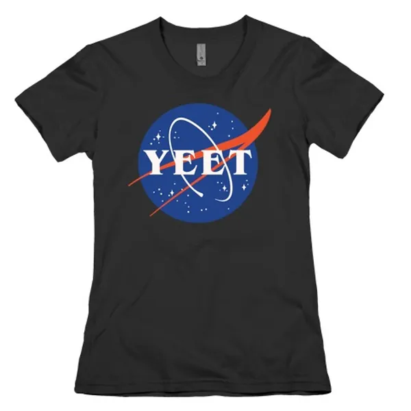 Yeet Nasa Logo Parody White Print T-Shirts | LookHUMAN