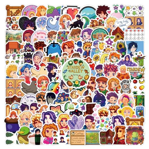 146Pcs Stardew Valley Merch Stickers Pack, Funny Game Vinyl Waterproof Stickers for Water Bottle,Skateboard,Laptop,Phone,Bumper,Car Decals Gifts for Kids Teens Adults for Party Favors Supplies Decor… - 146stardew Valley