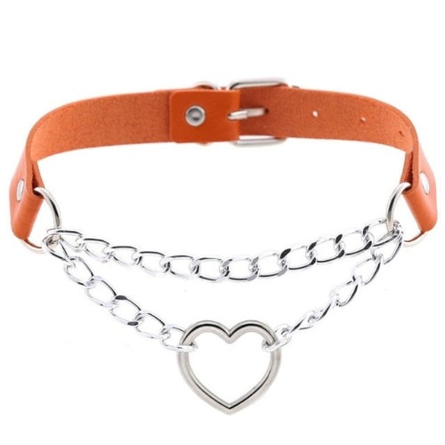 Chained Valentine Choker (15 Colors) - Orange