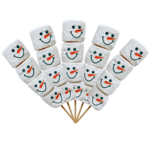 Snowman Marshmallow Hot Chocolate Stirrer - Personalisable - 5 Snowmallow Sticks