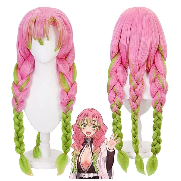 Mitsuri Kanroji Cosplay Demon Slayer  Accessories Make Up Adult Kids Cosplay Wig (Kanroji Mitsuri) Yellow Halloween Wigs 2025 - $36.57