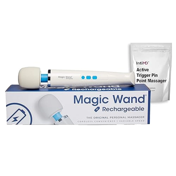 Original Magic Wand Rechargeable Vibratex Personal Massager with IntiMD Powered Trigger Point Massager Kit