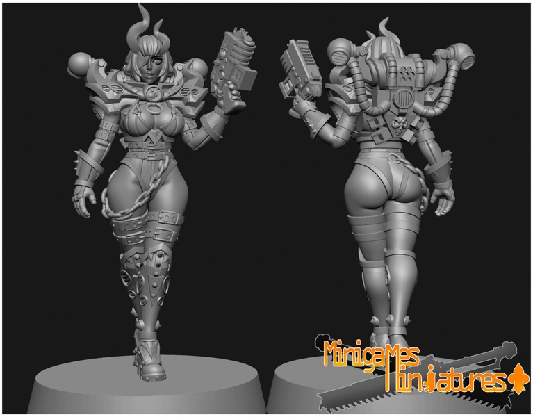 Corrupted Female Space Nun by Minigames Miniatures. 32mm scale made to order 3D print.