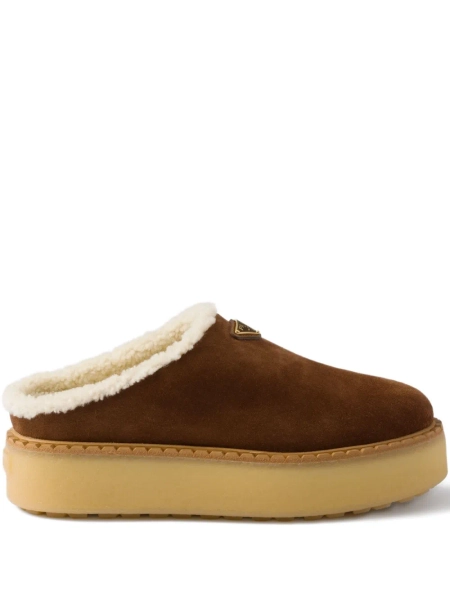 Prada shearling-lined suede mules | 34.5