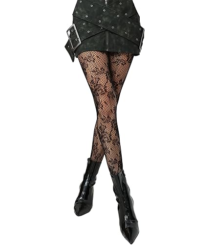 Psixnc Floral Tights, Sexy High Waist Fishnet Tights - Premium Women's Stretchy Fishnet Stockings for Women, Trendy and Comfortable