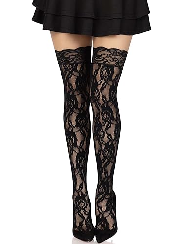 Leg Avenue womens Hosiery Lace Thigh Highs - One Size - Black Rose