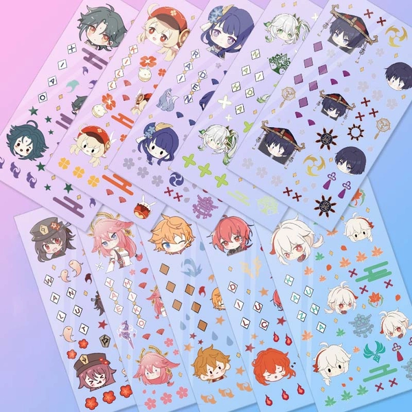 Genshin Impact Nail Decals Waterproof DIY Cute Genshin Stickers